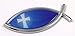 Jesus Fish with Cross Flag Car Bike Auto Chrome Emblem Decal Sticker Christian CBFSH-Blue