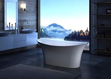 Carver Tubs Delaney 69 Freestanding Soaking Tub 69 L X 31 W X 27 5 H White Acrylic Brushed Nickel Drain Overflow Amazon Com