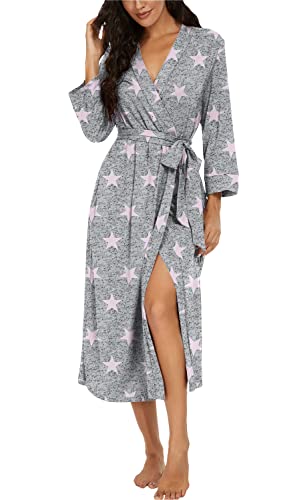 Avidlove Women's Kimono Robes Long Knit Batherobe Black Lightweight