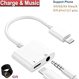 Headphone Adapter for iPhone Adapter Charger Adapter 3.5mm Jack Dongle Earphone Aux Audio & Charge Compatible for iPhone7/7P/8/8P/X/XR/XS Support to Music and Charge Suitable for iOS11-12.1 System