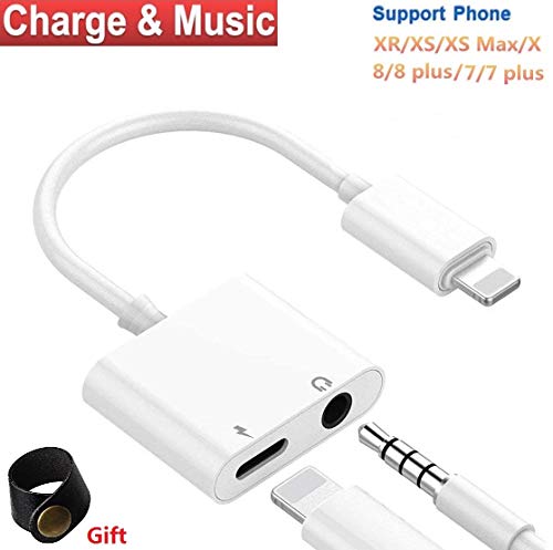 Headphone Adapter for iPhone Adapter Charger Adapter 3.5mm Jack Dongle Earphone Aux Audio & Charge Compatible for iPhone7/7P/8/8P/X/XR/XS Support to Music and Charge Suitable for iOS11-12.1 System