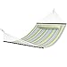 Best Choice Products Quilted Double Hammock w/ Detachable Pillow, Spreader Bar - Blue and Green Stripe