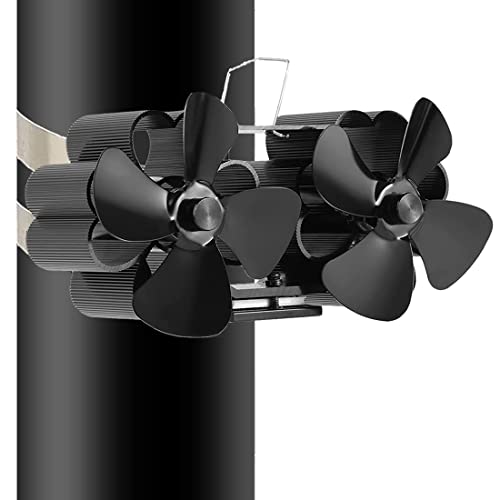 TEENGSE Heat Powered Blade Wood Stove Fan, Flue Pipe Hanging