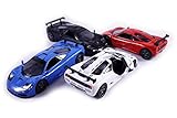 HCK Set of 4 McLaren F1 GTR Pull Back Toy Cars 1:38 Scale (Black/Red/Blue/White)