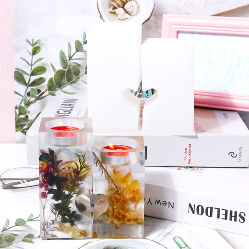 24Pcs Heart Shape Tealight Resin Candle Holder Molds Kit for Epoxy