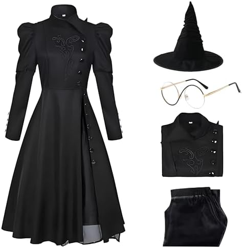 Amazon.com: Danvato Elphaba Costume Black Witch Dress for Women Halloween  Wizard Suit with Hat, Glasses XS : Clothing, Shoes & Jewelry