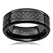 Cavalier Jewelers 8MM Jewelry Grade Black Ceramic Ring Wedding Band with Black Carbon Fiber Inlay