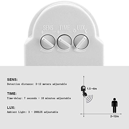 Motion Sensor Switch AC 110V240V, Automatic Dusk to Dawn Infrared Body