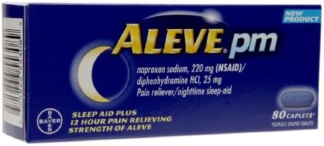 Aleve PM Caplets with Naproxen Sodium, 220mg Pain Reliever/Fever Reducer/Sleep Aid, 80 Count