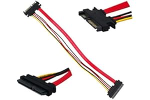 axGear SATA Data Power Extension Cable Male to Female M/F Extender 7+15Pin 12 Inch