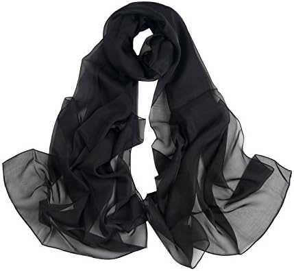 Fashion Silk Scarves Lightweight Chiffon Scarves Silk Scarfs for Women (Black)