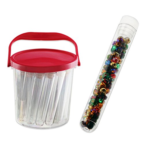 24pc Clear Acrylic Bead Tubes with Container - 6 Gram - 10mm Diameter