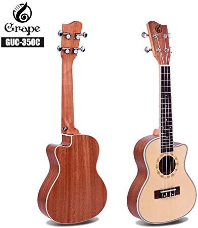 HKHJN Chipping ukulele ukulele 24-inch 26-inch ukulele GU-350 Spruce Sapele small guitar (Color : Wood color, Size : 24 inch-GUC-350C)