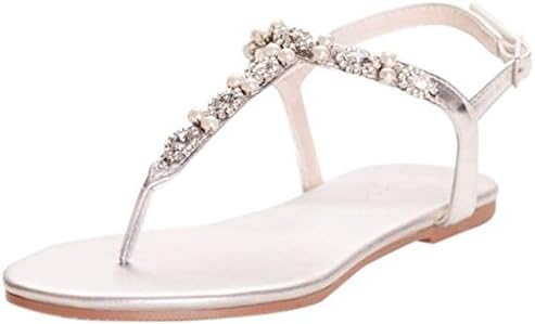 Pearl and Crystal T-Strap Sandals Style Sarina