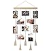 JAGOGOHOME Hanging Photo Display with Macrame, Boho Decorative Wall Hanging Pictures Organizer, Perfect for Home Decor, with 20 Wooden Clips (B-White)