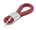 iJDMTOY Red Braided Leather Strap Craft Keychain Key Chain Ring Universal Fit Compatible With Car Key Fob, Keys