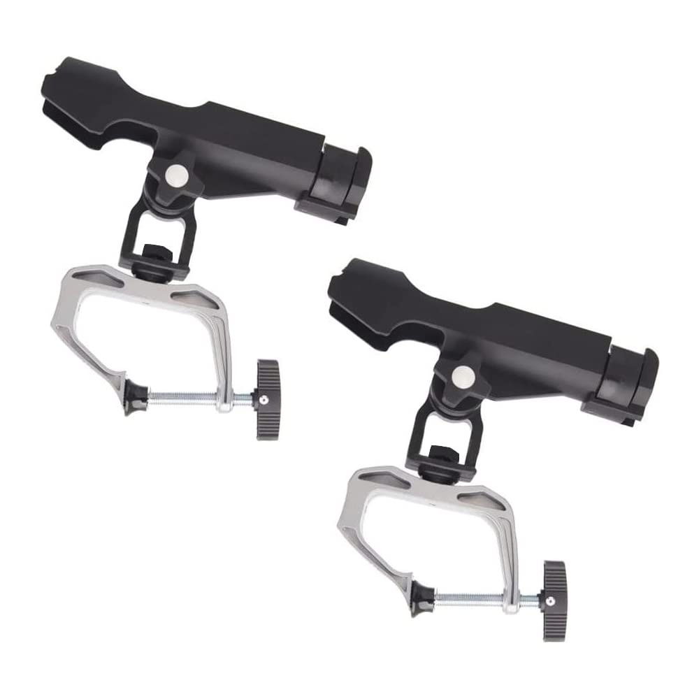 ZONADAH Pack of 2 Fishing Rod Holder Clamp 360 Degree Adjustable Rotation for Boat Kayak Canoe Fishing Boat Accessories for Attaching to Boat Rails Seaside Handles Adjustable Fishing Rod Rack