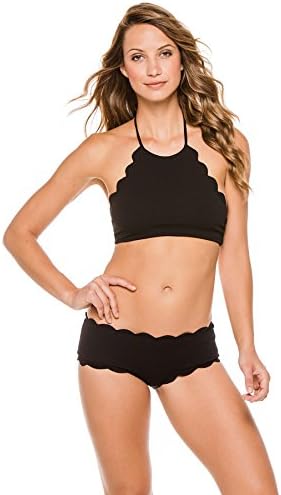 Marysia Women's Antibes Scallop Mott High Neck Halter Bikini Top Black S
