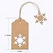Whaline 100Pcs Snowflakes Paper Tags Christmas Kraft Gift Tags Hang Labels with 30 Meters Twine for DIY Arts and Crafts,Holiday Gift Favor(Brown)