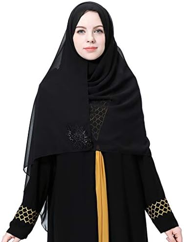 B2keevin Solid Soft Summer Muslim Women Chiffon Floral Turban Hat Head Scarf Wrap Cap
