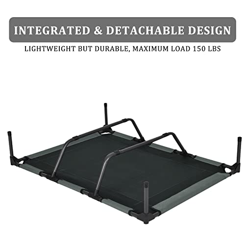 Outdoor Elevated Dog Bed with Canopy, Portable Raised Dog Ded for Large