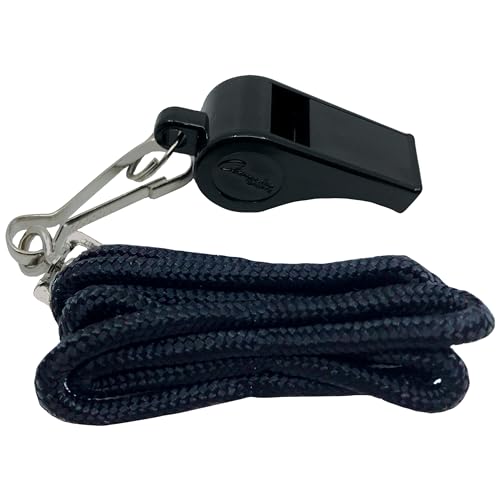 Champion Sports Kunststoff Whistle mit Lanyard, Schwarz/Silber