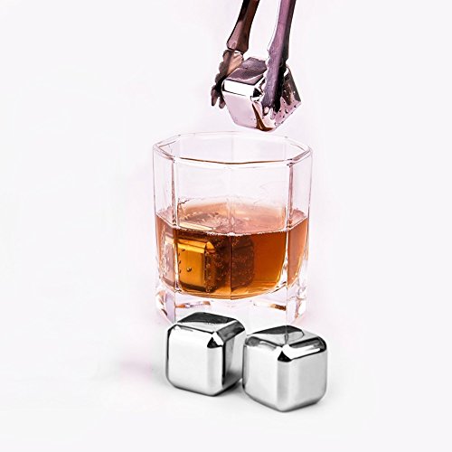 MLO E-CO Ice Bucket with ice Tongs and lid, Insulated Stainless Steel Ice Bucket with 4 Ice Cubes, Double Walled, 2.8 Litre