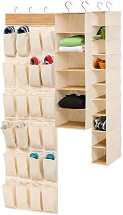 Fabric Shoe Storage -12 Pair Hanging Shoe Organizer - Beige