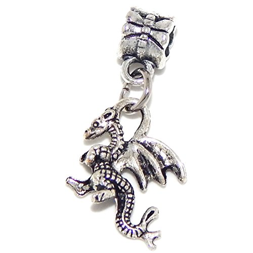 Silver Plated Dangling "Dragon" Bead Charm