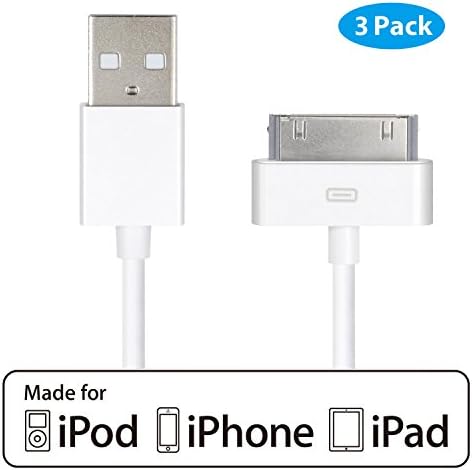iPhone 4s Cable, HQTech 3-Pack Apple USB Sync and Charging Cable for iPhone 4/4s, iPhone 3G/3GS, iPad 1/2/3, iPod - 3.2 Feet 1 Meter - 6243