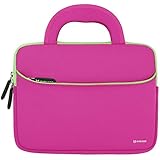 8.9-10.1 inch Tablet Sleeve, Evecase 8.9~10.1 inch Ultra-Portable Neoprene Zipper Carrying Sleeve Case Bag with Accessory Pocket - Hot Pink/Green