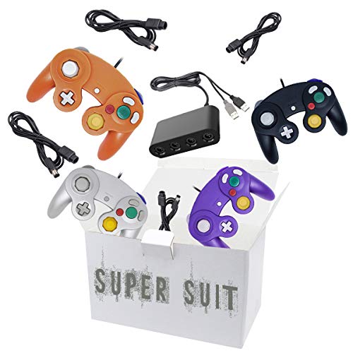 4 Controllers for Gamecube，with 4 Extension Cables and 4-Port USB Adapter for Switch PC Wii U Console (Package 2) - Thumbnail 7