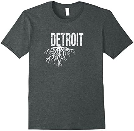 Mens Detroit Michigan USA Roots T-Shirt Distressed Design XL Dark Heather