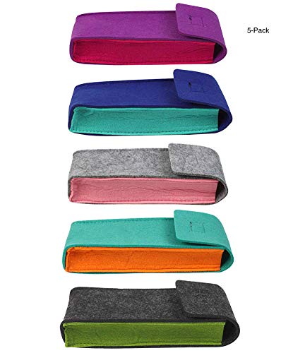 [5 PACK], JAVOedge Soft Felt 2 Tone Color Reading Eyeglasses Storage Case Top Flap Open, Bonus Microfiber Cloth - Thumbnail 7
