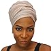 Stretch Head Wraps for Women | Extra Long Jersey Knit Turbans| Soft Cotton African Head wrap Scarf | CREAM