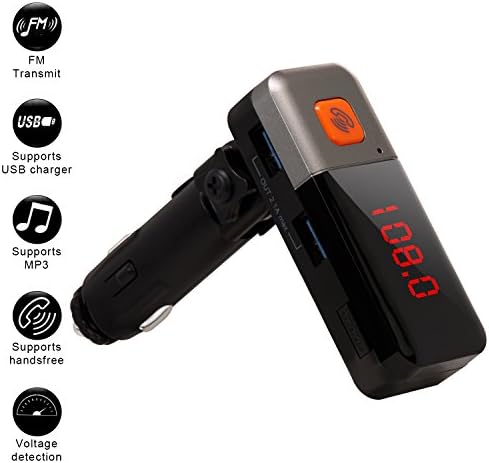 Arestech Bluetooth FM Transmitter Car Kit Wireless Radio Adapter with Dual USB Charger, Stereo Music Modulator Audio Receiver &amp; Hands Free Calling