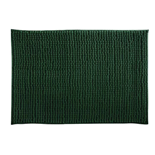 MSV Bath Mat Shower Mat Chenille High Pile Bath Mat 50 x 80 cm - Dark Green
