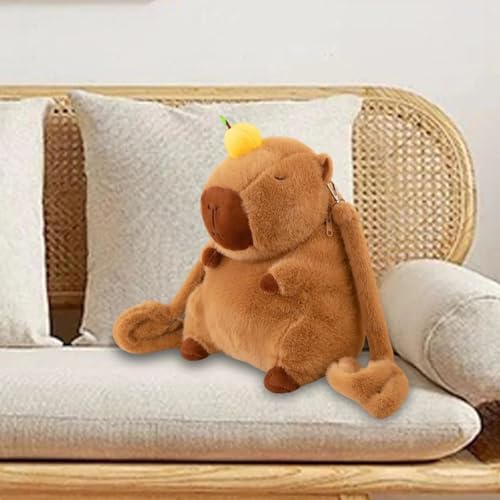 Mochila de Pelúcia Capivara Super Fofa e Macia Ideal Para o Dia a Dia Compacta e Espaçosa ideal para Crianças Adolescentes ou Adulto
