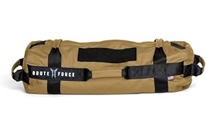 Brute Force Athlete Sandbag, Adjustable, Weighted Heavy Bag, Workout Equipment for Home Gym, Strength Training and Weight Lifting, Sandbags for Working Out, Made in USA, Desert Coyote, 25-75 lbs