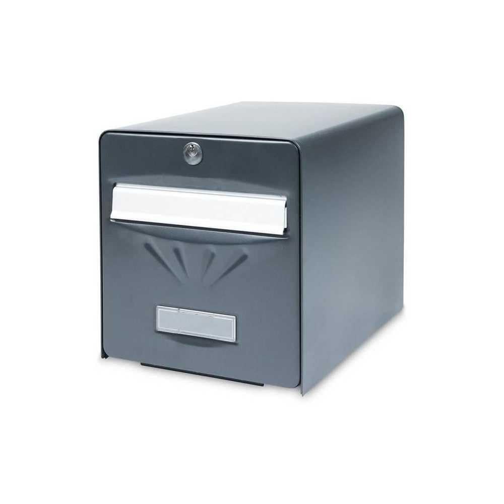 Burg-Wächer Standard Galvanised Steel Letter Box with Full Opening Door, Mail Stopper (Door Locked at 120°), 2 Doors including a Glass, Ballet, Anthracite
