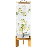 Beverage Dispenser, 3.5 Gallon Glass Drink Dispenser with Stand, Glass water dispenser with Spigot, Large Drink Dispensers for Parties,Bars,Restaurants, 13L