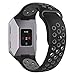 UMTELE for Fitbit Ionic Band, Two-Toned Perforated Replacement Strap Breathable Accessory Wristband with Quick Lock&Release Buckle for Fitbit Ionic Smart Watch (Large(6.7-8.1 in), Black Gray)
