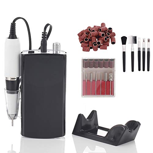 Miss Sweet Portable Nail Drill Machine Rechargeable Electric Nail File for Acrylic Nail RPM30000 (Black)