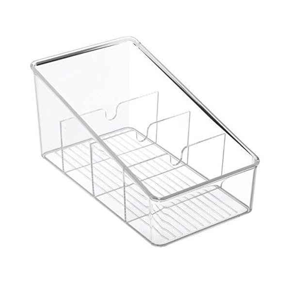 iDesign-77650-Linus-Kitchen-Organizer-Bin-For-Food-Storage-CondimentDressing-Pouches-Clear iDesign Divided Storage Container, Fridge Organiser, BPA-free Clear Drawer Organizer for Kitchen, Fridge and…