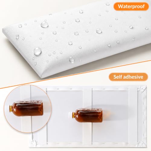 Umedol Anti Collision Wall Padding for Kids, Upholstered 3D Wall Panels | 6 Packs 7.8'' x 15.7'' Peel and Stick Headboard, Self Adhesive Wall Pads for Kids, Bedroom, Living Room, White