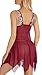 Lingerie for Women Front Closure Babydoll Lace Chemise V Neck Mesh Sleepwear Wine