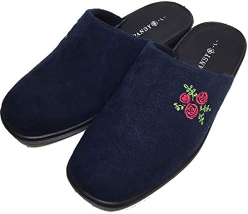 [パンジー] コンフォートサンダル レディース 防寒 刺繍 バラ 花 ヘップサンダル 軽い 靴 つっかけ オフィス履き 玄関履き オフィスサンダル 女性 婦人