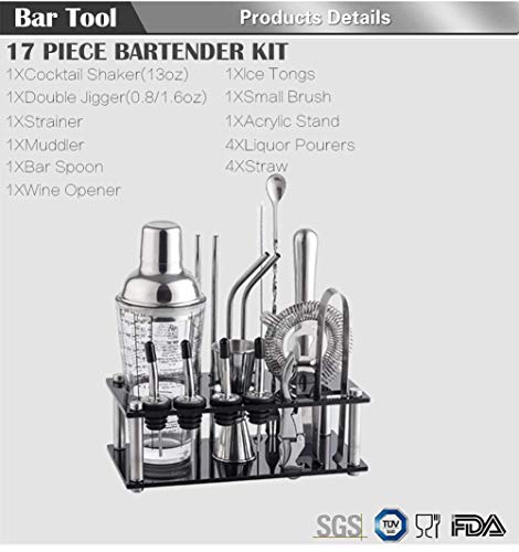 JBNJV Barkeeper-Kit mit stilvollem Ständer, 17-teiliges professionelles Cocktail-Shaker-Set, perfektes Bartending-Kit… – Bild 3