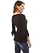 PattyBoutik Women Henley Lace Inset 3/4 Bell Sleeve Blouse (Black Small)