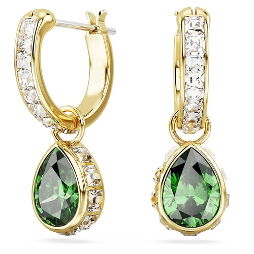 Pendants d'oreilles Stilla, Taille poire, Vertes, Placage de ton or